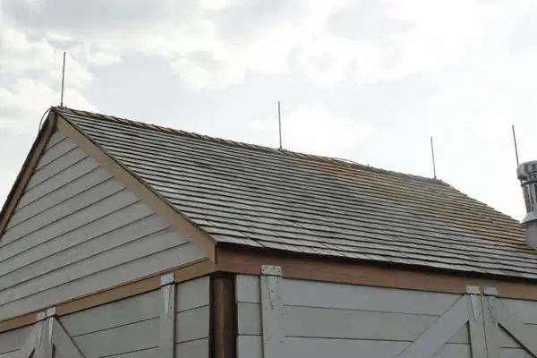 Lightning Protection Rods installed on a roof
