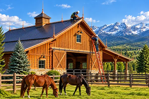 Installing Lightning Rods on Barn in Colorado